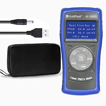 PM2.5 Detector, Professional PM2.5 PM10 Air Quality Meter Portable Monitor with Dot-Matrix LCD, Easy Calibration Indoor Air Quality Tester for Home, Office, Factory, Cars, Hotel