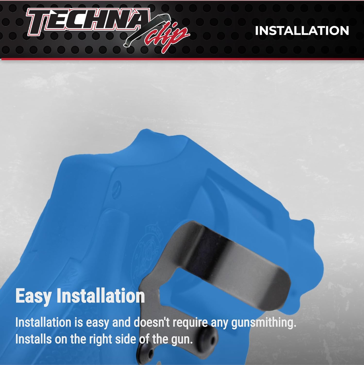 Techna Clip Concealment System for Smith & Wesson J-Frame Pistols - Durable High-Carbon Spring Steel Gun Clip w/Teflon Coat 1500 - Right Side, Easy-to-Install Gun Holster Clip (Black)