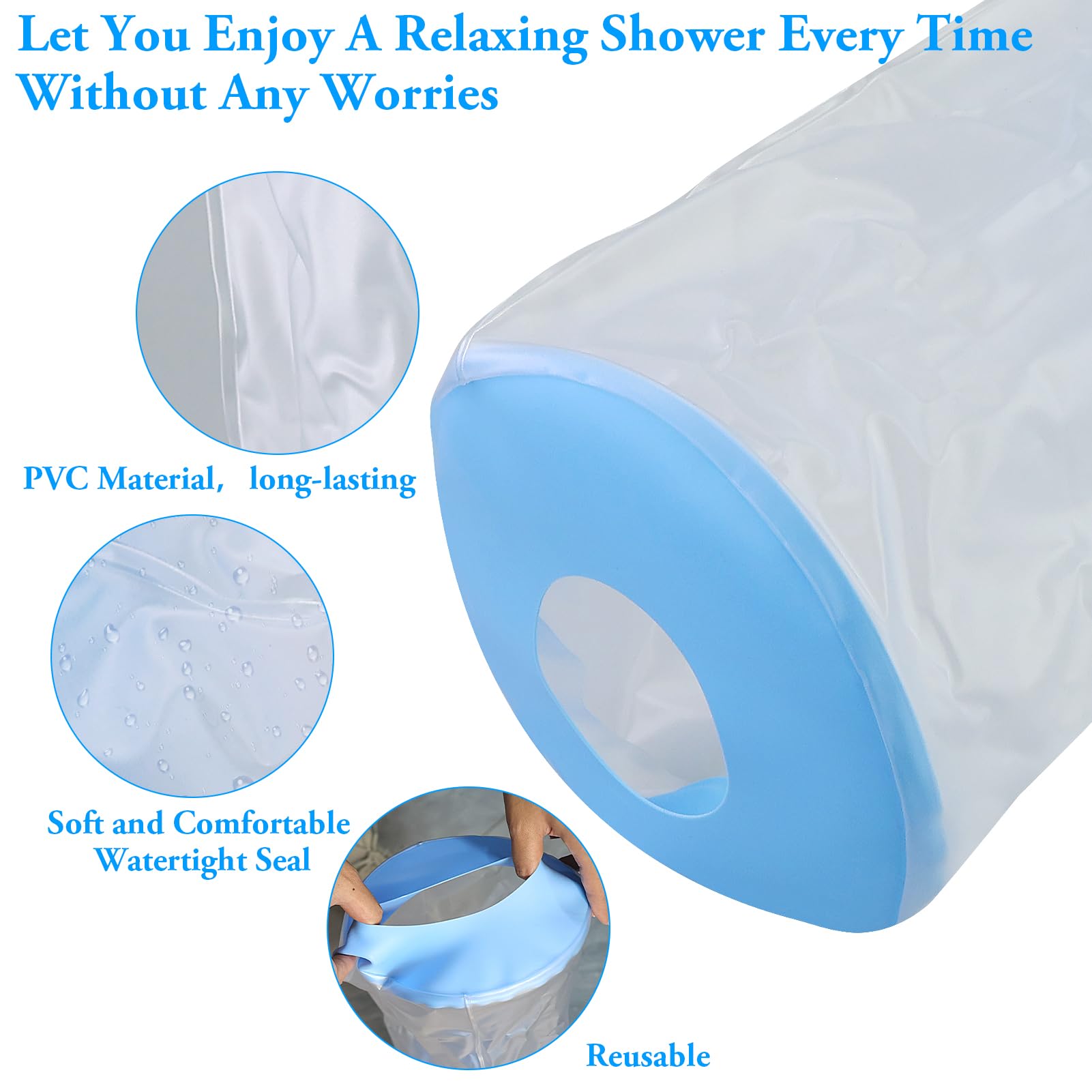 Blu Impermeabile Gesso Protezione Ginocchia, Protezione Gesso Impermeabile Gamba, Protezione Gamba Durante il bagno, Riutilizzabile, Benda, Protezione Doccia Piedi per Gambe rotte,