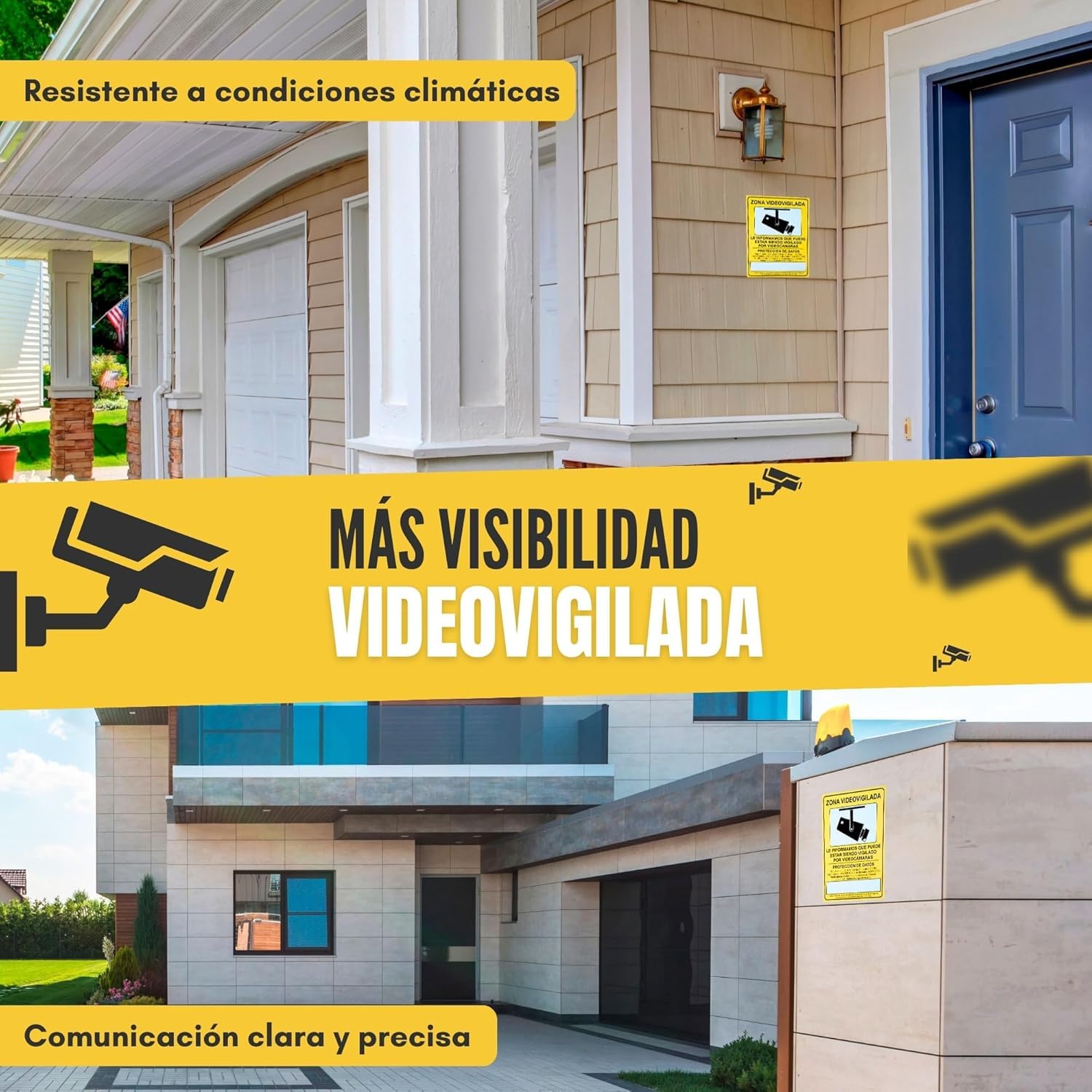 6 Stück | Schild für Videoüberwachung | Videoüberwachungsbereich | A4 (30 x 21 cm) | PVC-Material 0,7 mm | Schild für Überwachungskamera für den Innen- und Außenbereich (6)