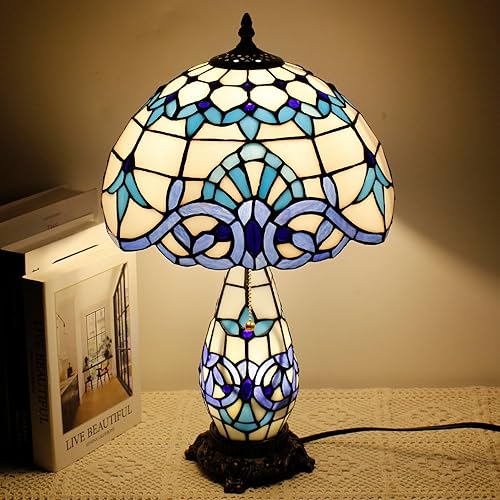 Miniatura 7 de Lámpara Tiffany de Mesa de Vidrio Emplomado 12X19 Pulgadas Jarrón Madre Hija Lámpara de Escritorio Acento Luz Nocturna para Dormitorio Mesita de