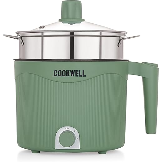 Cookwell Multipurpose Electric Kettle - 1.5L Nonstick Inner Pot with Steamer, Idlli Stand, Stainless Steel Rack & Egg Rack (600W)