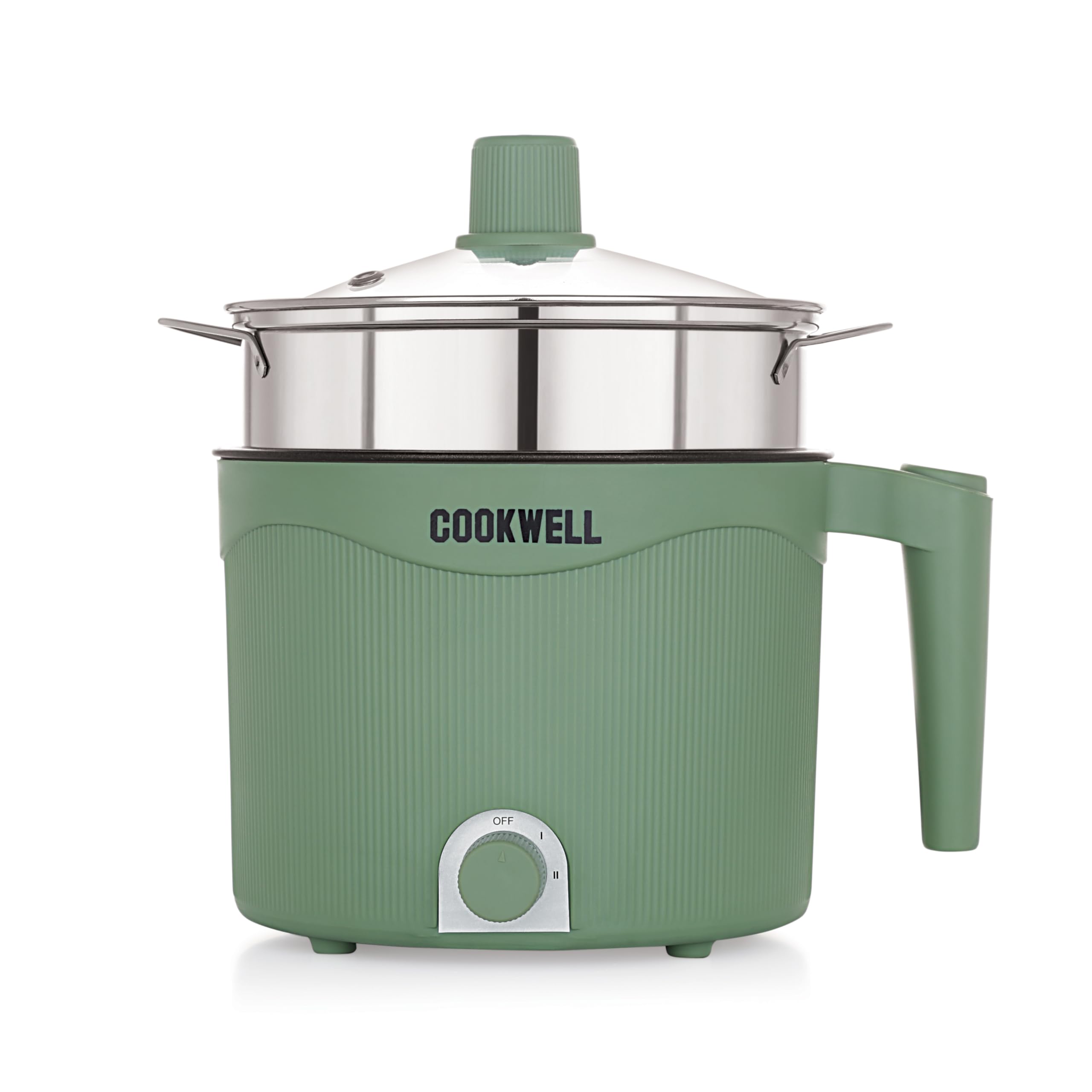 Cookwell Multipurpose Electric Kettle - 1.5L Nonstick Inner Pot with Steamer, Idlli Stand, Stainless Steel Rack & Egg Rack (600W)