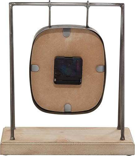 Miniatura 6 de Deco 79 Reloj de péndulo de madera con base de madera, 10" x 5" x 12", gris