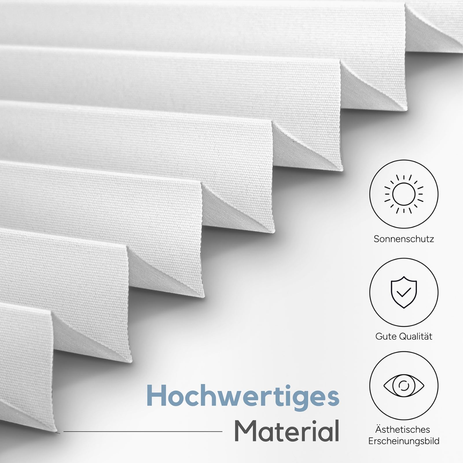 Store Plissé Zero Home sans Perçage, Stores pour Les Potres et Les Fenêtres, Protection de la Vie Privée, Protection Solaire, Enrouleur, 23 Couleurs, Klemmfix, Blanc, 45x200 cm