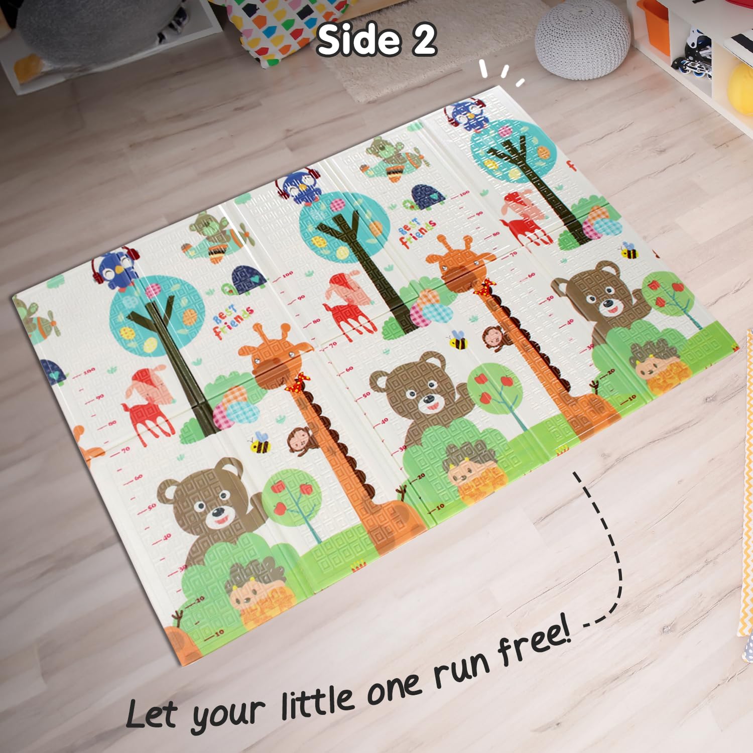 Intelliskills Premium Extra Large Reversible Play Mat for Babies,Learning&Crawling Foldable Baby Mat for Floor,Non-Toxic&Anti-Skid Play Mat,Waterproof,6.5x4.5 ft,0.6cm Thick(Jungle Animals&Ocean Life) 1