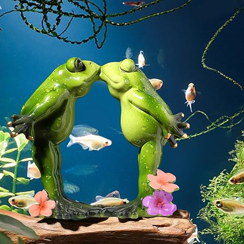 Adorno de estatua de rana de resina para acuario  Decoración de figura de paisaje subacuático para pecera