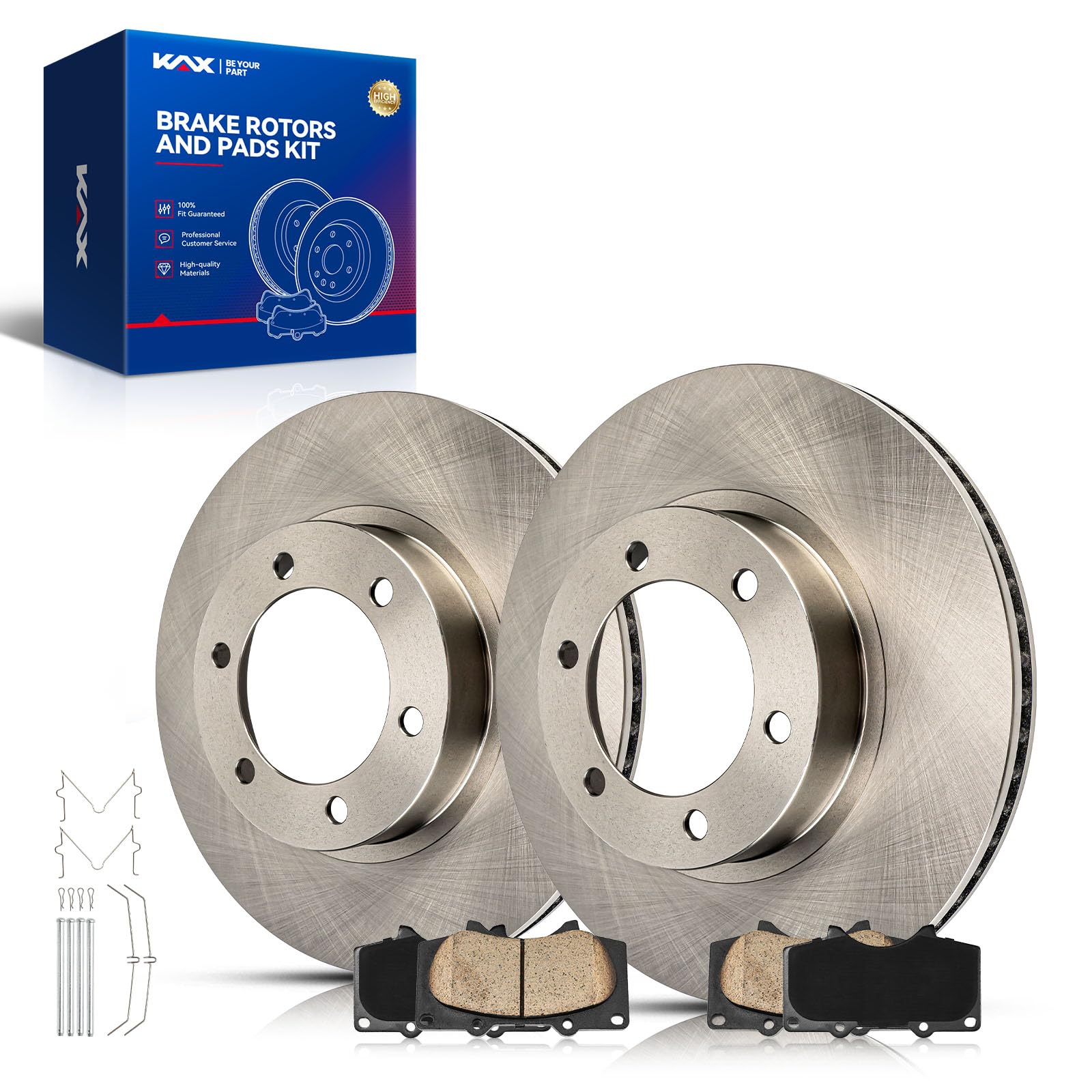 KAX Front Brake Kit, OE Brake Rotors and Ceramic Brake Pads | Fits Toyota 4Runner 2003-2009, Lexus GX470 2003-2009, Automotive Replacement Brake Kit