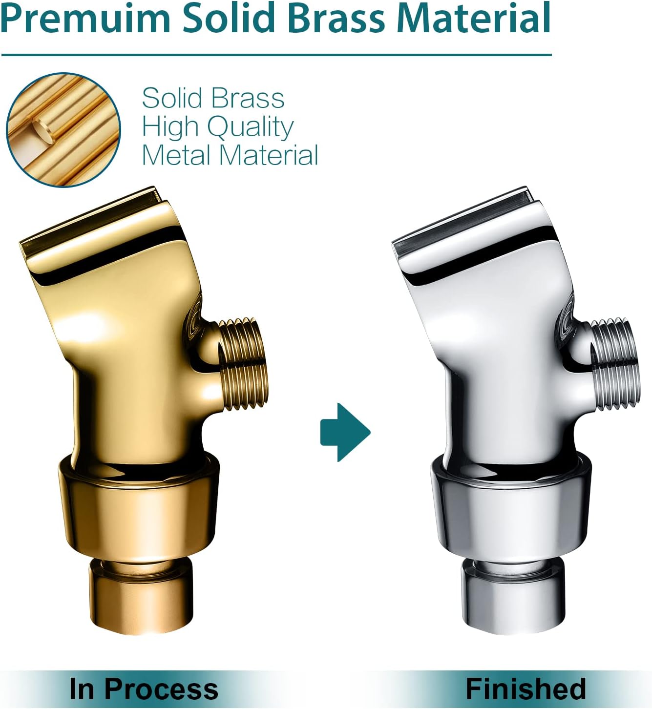 BRIGHT SHOWERS 79 Inches Shower Hose with Brass Shower Head Holder, Chrome image 4