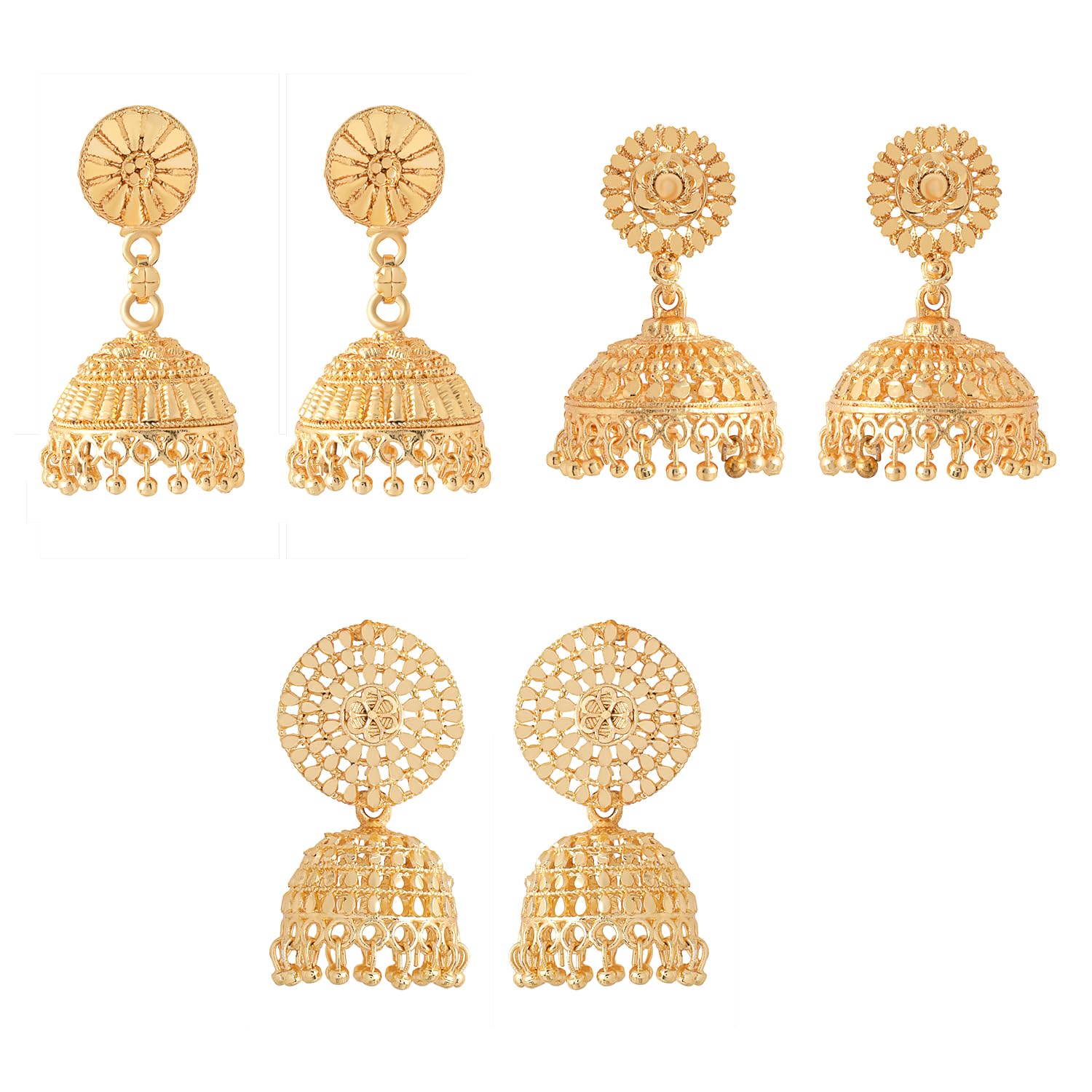 Yellow Chimes Earrings for Women and Girls Traditional Golden Jhumka Earrings for Women | One Gram Gold Plated Combo Of 3 Pairs Big Jhumka Jhumki Earrings | Birthday Gift for Girls & Women (B0C8TXMKHG) Amazon Price History, Amazon Price Tracker
