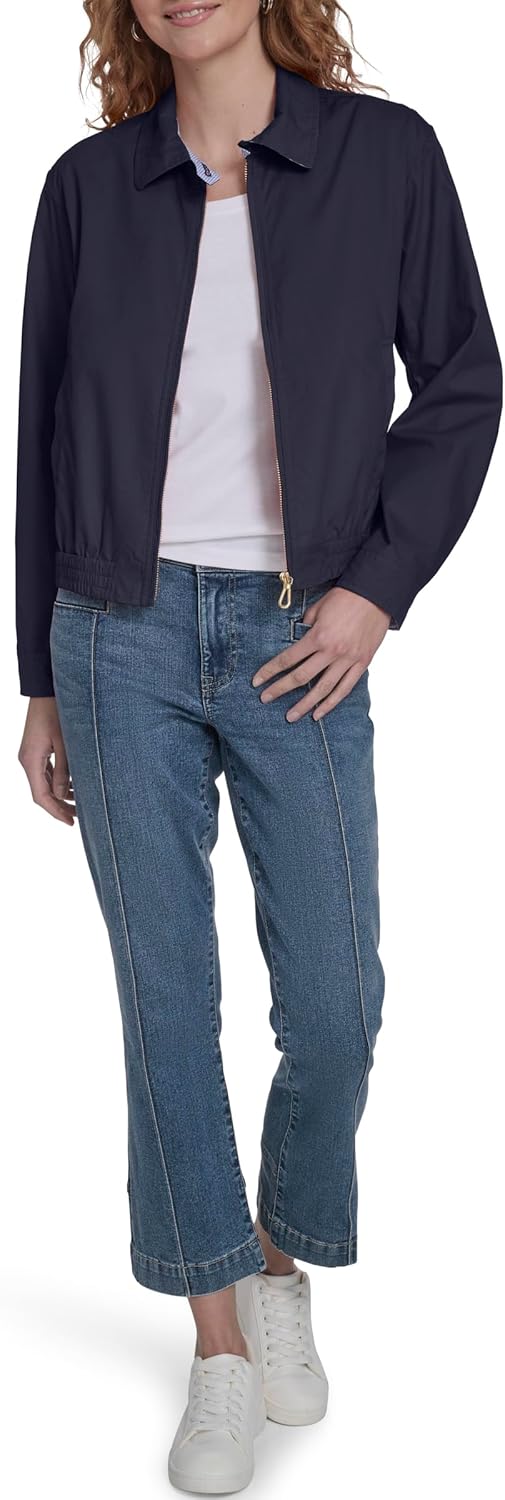 Nautica womens Long Sleeve Cotton Collared Zip Front Jacket - Image 2