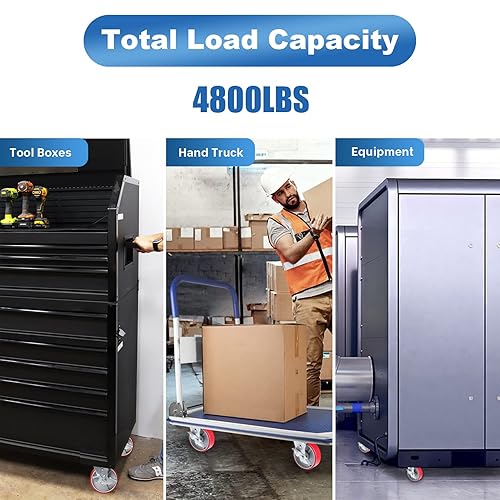 Miniatura 9 de Nefish 5 Inch Industrial Casters Set of 4, Heavy Duty Casters with Brake 4000 Lbs, No Noise Polyurethane Wheel on Steel Hub, Swivel Plate Caster