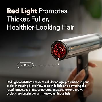 SRILabs DryQ Smart Hair Dryer - Super Lightweight, Foldable - Powerful, Quiet Motor - Infrared and Ionic Technology - 3 Magnetic Attachments - Heat Control with Locking Switch