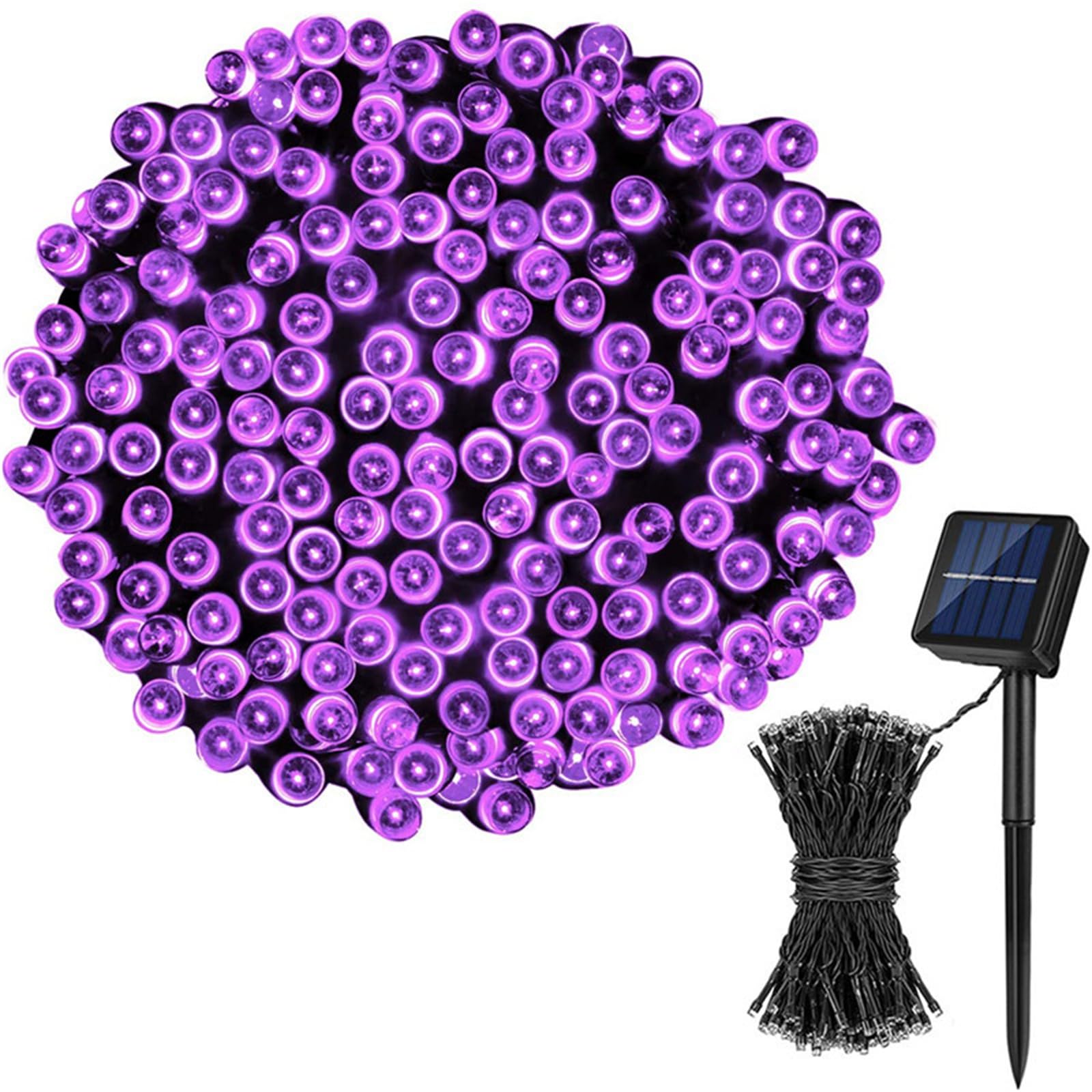 FANSU 6 Styles Beads LED Garden Lights, 8 Modes Indoor/Outdoor Solar String Lights, Solar Lights Outdoor Garden, for Patio Yard Home Christmas Parties Wedding Decorations (Purple,12m/100 LED)