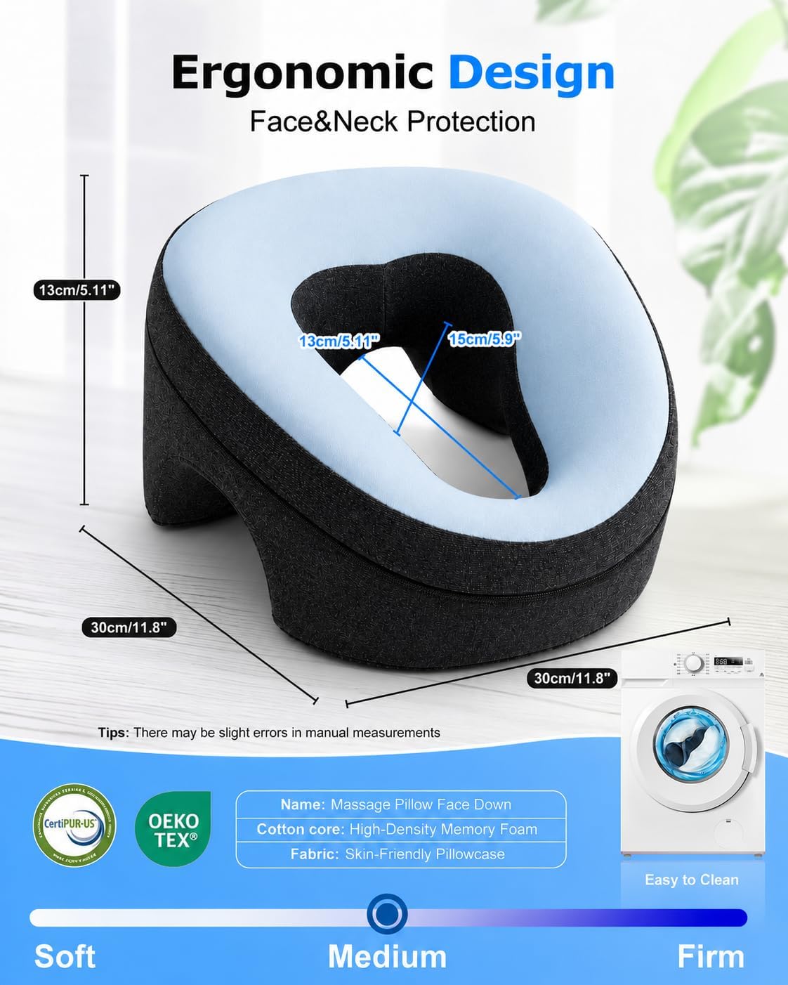Face Down Pillow for Massage Table,Cooling Massage Headrest for Bed