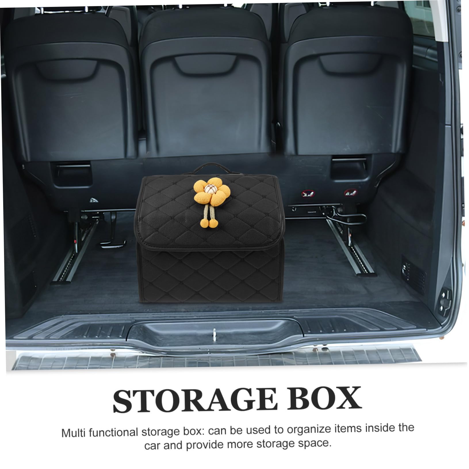 Organisateur de Coffre pour Voiture en Similicuir Noir Grosse Capacité | Rangement Facile à Organiser, Entretien Simple, Style Adorable et Charmant