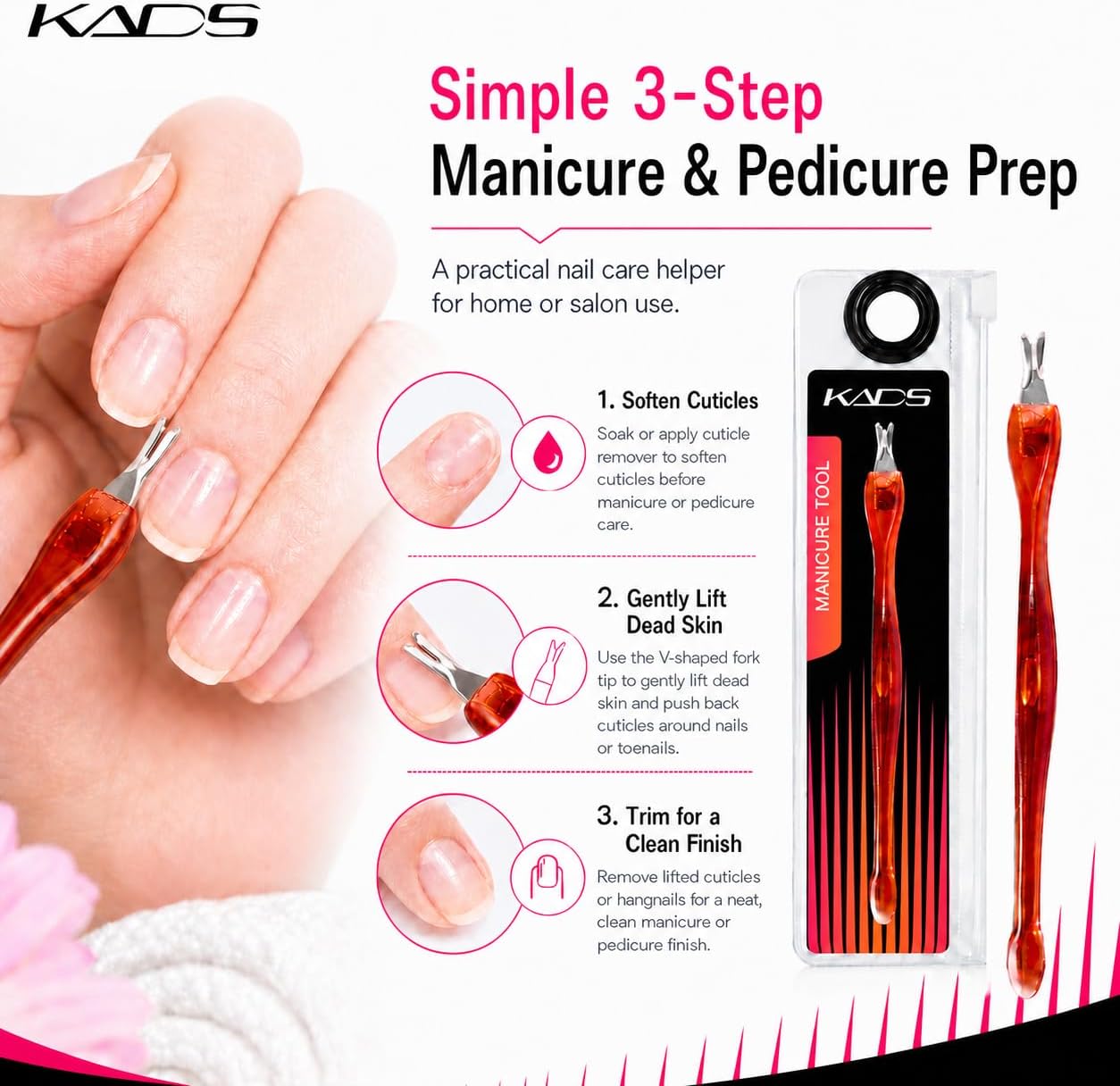 KADS 5Pcs Professional Cuticle Trimmer Cuticle Pusher Cuticle Knife