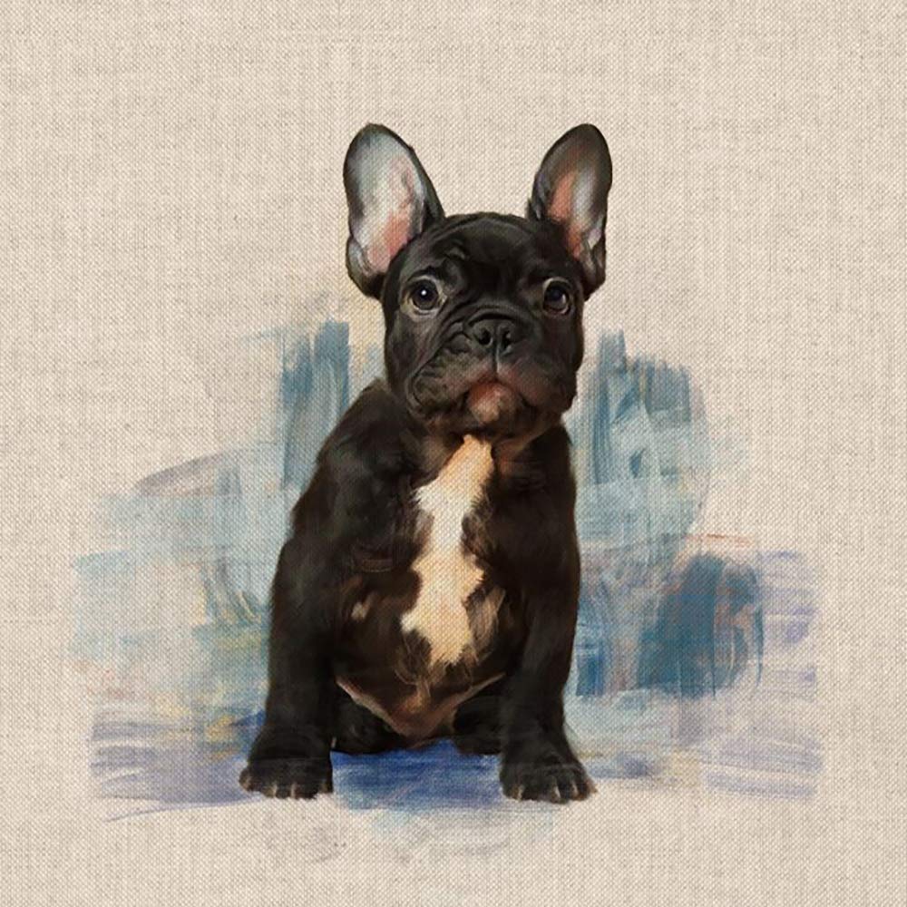 Jolee Fabrics Linen Fabric by The Metre Polycotton Cushion/Bag Panels | Animal Print, Cats, Dogs, Cow, French Bulldog | Perfect for Upholstery, Quilting Panels, Cushions, Bags (French Bulldog Panel)