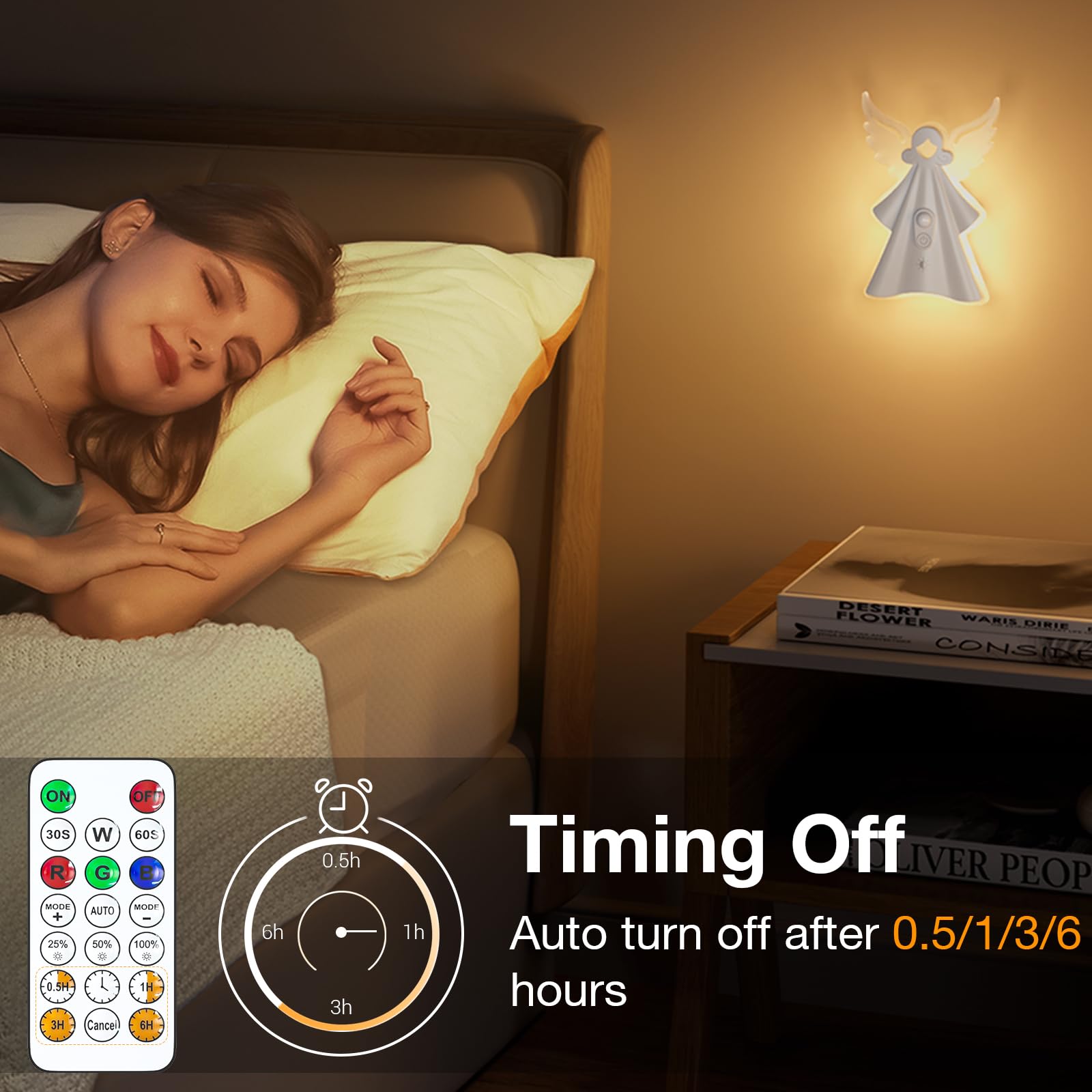 WOBANE 2PCS Night Lights Motion Sensor Rechargeable LED Light with Remote 18 Colors Dimmable RGB Night Lamp Battery — view 5