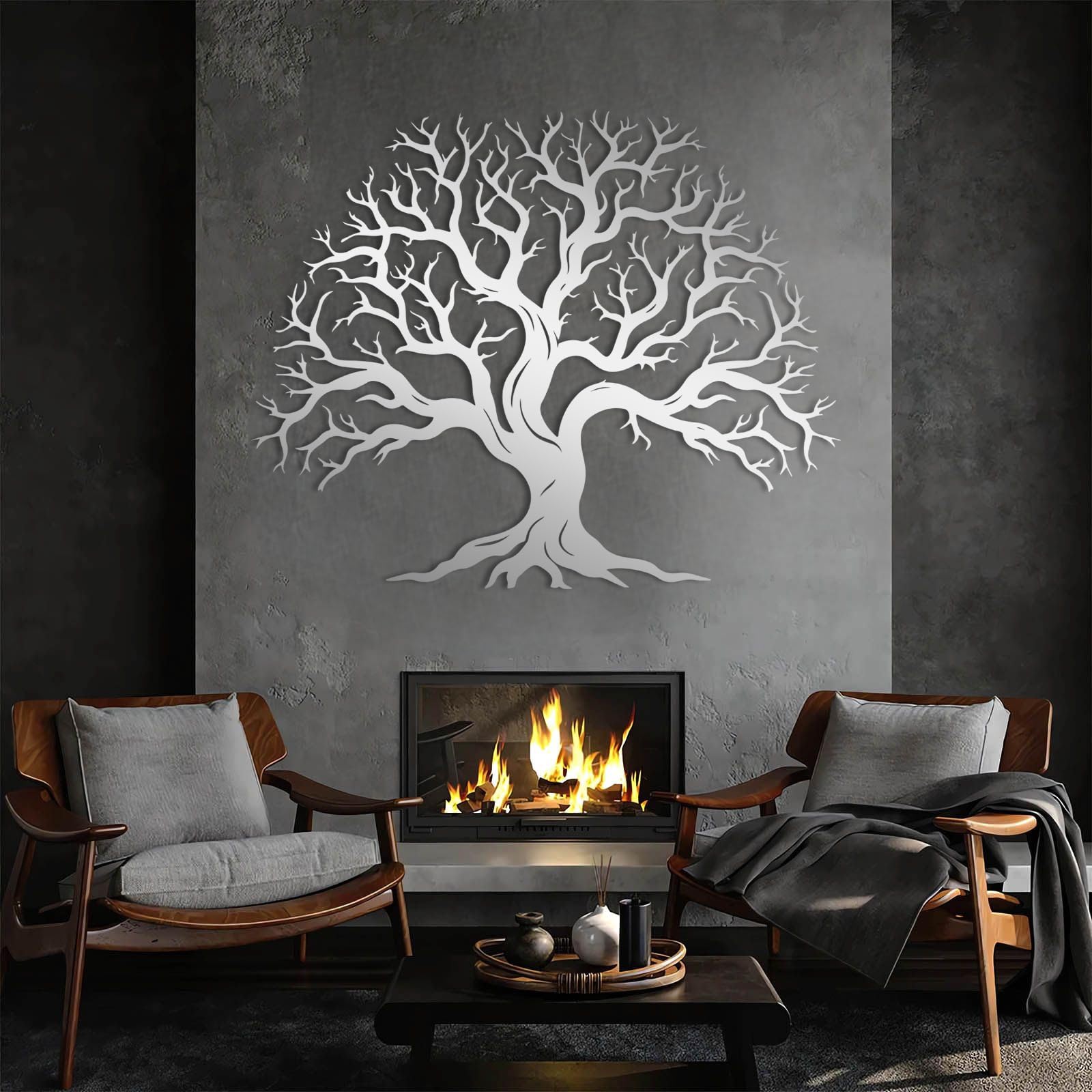 Decoración de Pared de Metal con Árbol de La Vida Grande Árboles Genealógicos Decoración para El Hogar Sala de Estar Oficina Dormitorio Casa de Campo (Dorado 105 X 85 Cm)