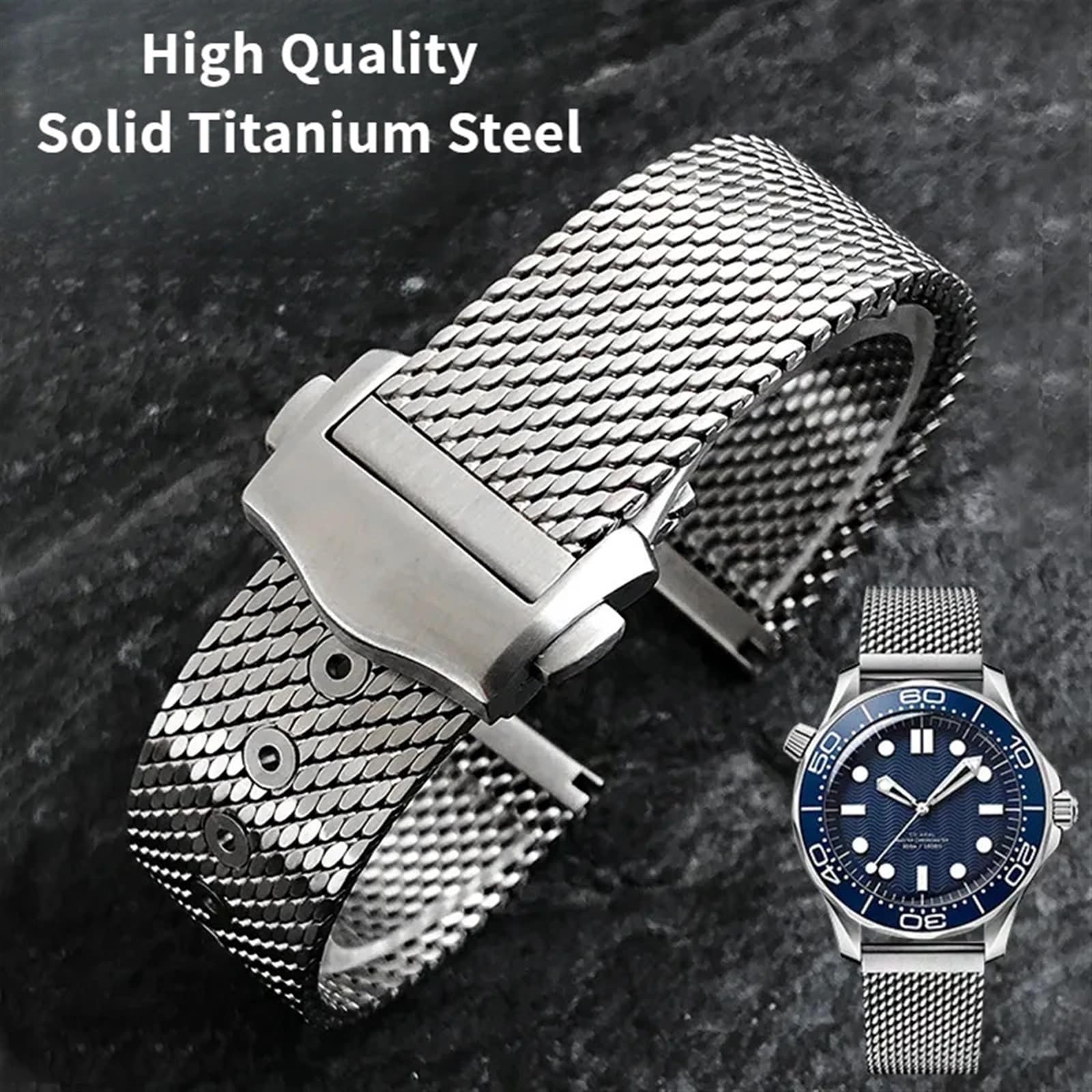 Solid Titanium Stahl 20mm Uhrenband für 007 Edition Diver 300m Keine Zeit zum Wachgurt sterben