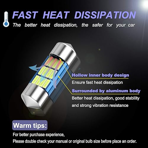 Miniatura 4 de XINYANG 2 bombillas LED DE3175 Festoon de 1.220 in, 1.22 pulgadas, Canbus, sin error, bombilla LED extremadamente brillante 12SMD 4014 Chipsets