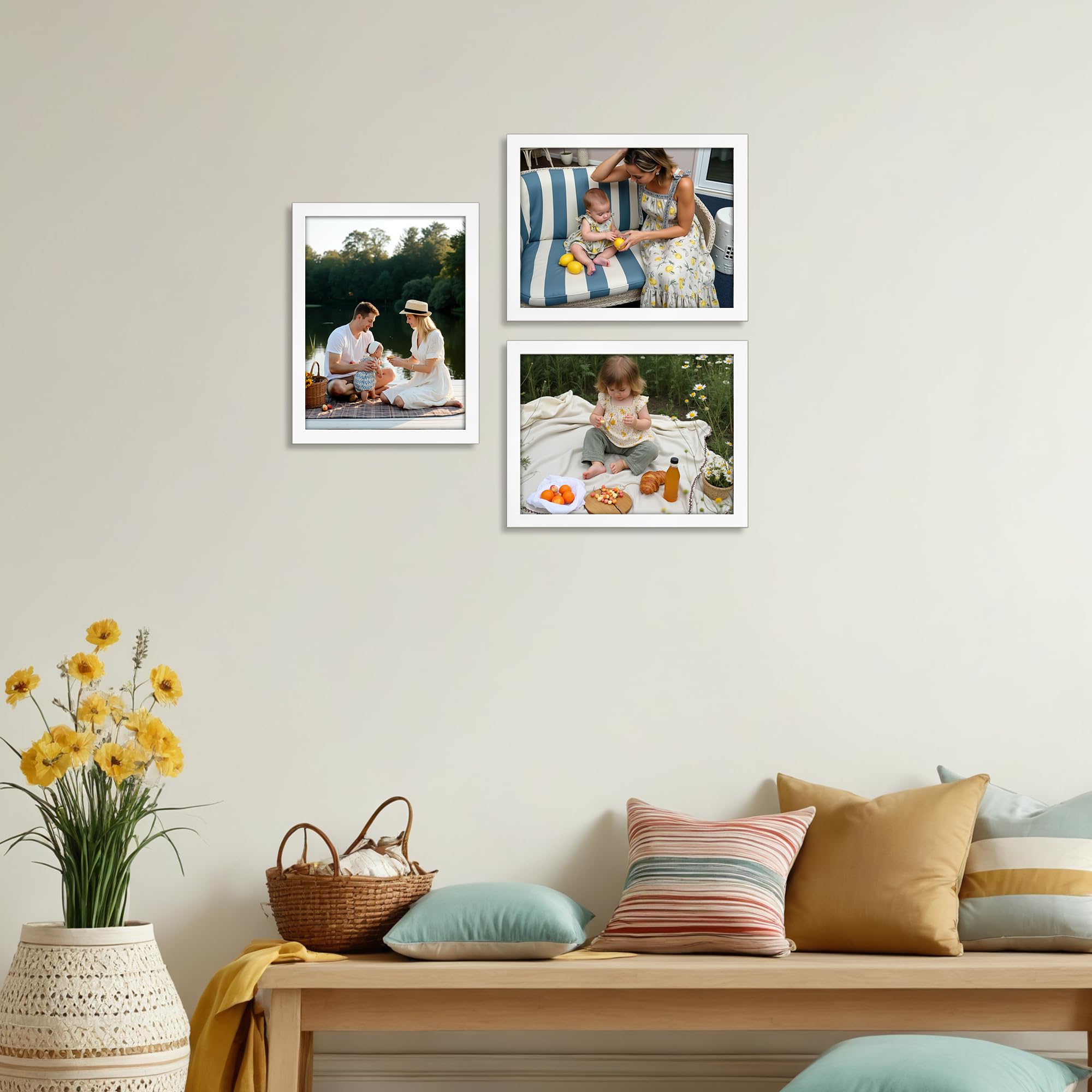 Ditwis 8x6 Photo Frame White, Elegant Frame Suitable for 6x8 Photos and Pictures, Horizontal or Vertical Wall or Table Display - Image 3