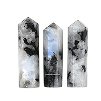 Vista 3 de Rainbow Moonstone Crystal Points Bulk 3 Pcs Healing Crystals and Stones - Hexagonal Healing Point Bulk Crystals for Crafts - Premium Gemstones and