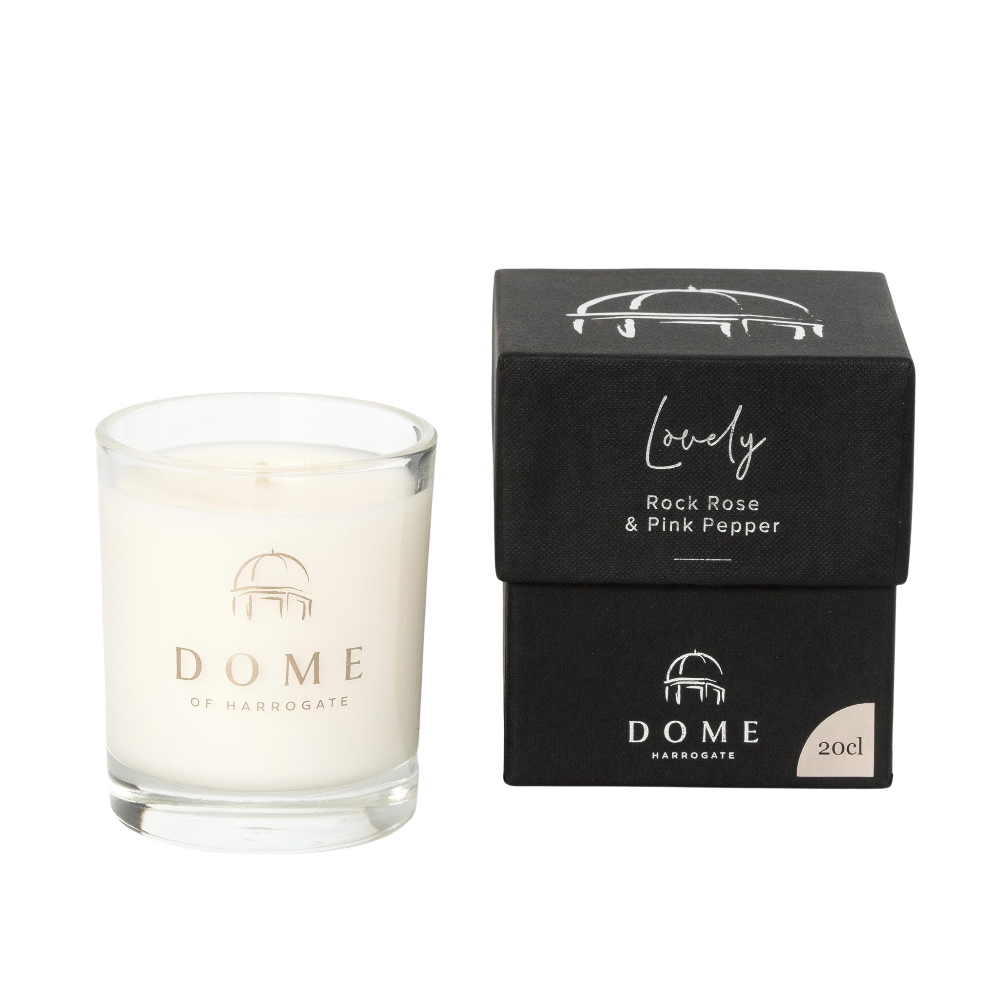 Dome of Harrogate Lovely Rock Rose & Pink Pepper Mood Candle – 20cl – Floral, Uplifting Fragrance for Home & Relaxation – Natural Soy Wax Candle