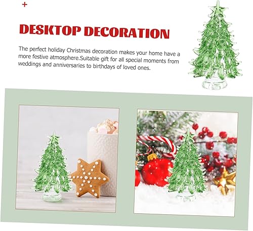 Miniatura 5 de Mini figura de árbol de Navidad, decoración de escritorio de cristal para alegría, diseño de árbol de Navidad iluminado para decoración festiva