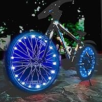 Vista 7 de Luz LED para rueda de bicicleta, luz para rueda de bicicleta para ciclismo nocturno, impermeable IP65, iluminación de 3 modos, fácil de instalar
