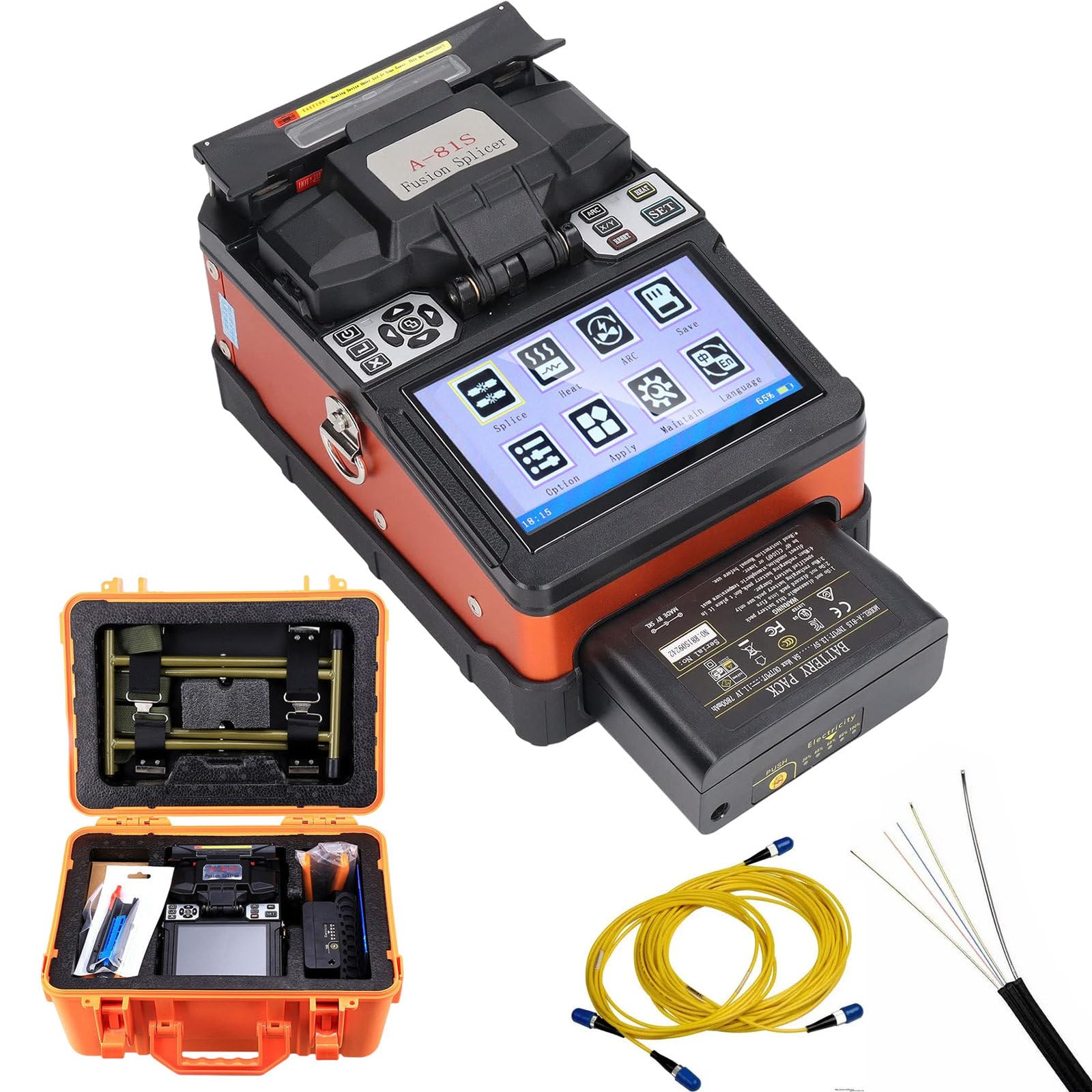 Fusionadora de fibra optica FTTH con pantalla LCD 300x y memoria 5000, empalmadora fibra optica para instalación fibra exterior telecom ISP técnico mantenimiento redes proyectos industriales