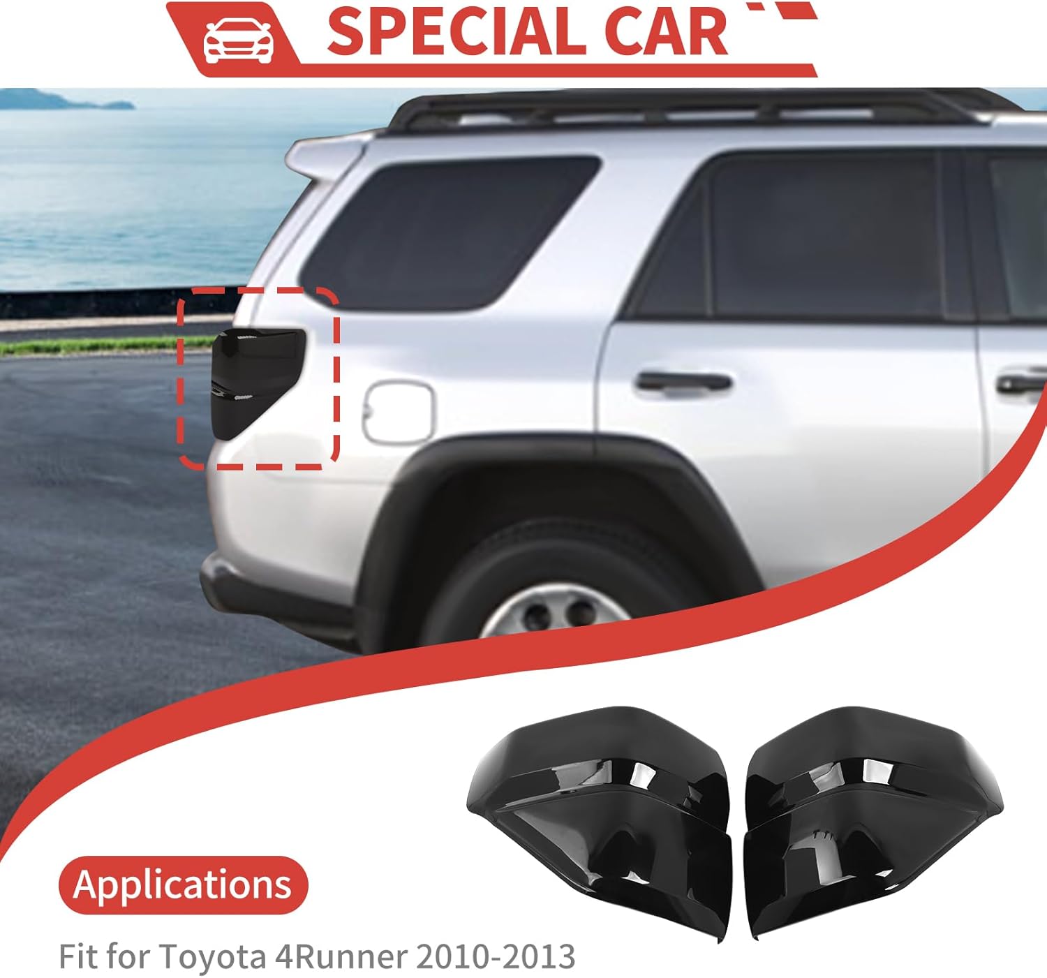 Fit for Toyota 4Runner 2010-2013 Taillight Cover Tail Light Lamp Trim Smoked Black Rear Lamp Decoration Accessories