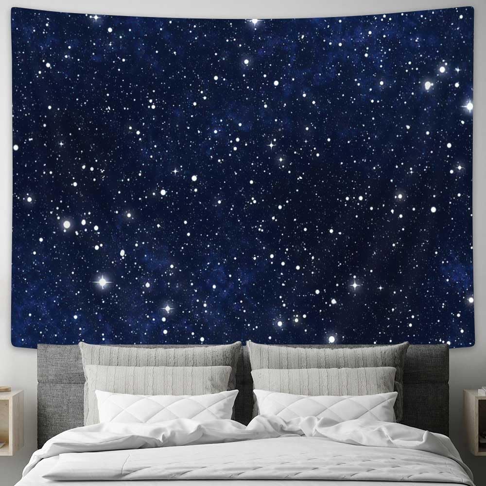 Drgilau Night Sky Stars Tapestry Wall Hanging, Dark Blue Galaxy Universe Space Room Wall Art, Starry Sky Cosmic Fantasy Aesthetic Wall Tapestry for Bedroom