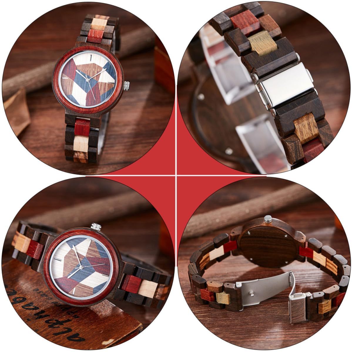 Toyvian Reloj de Cuarzo de Madera, Reloj de Pulsera Informal, Diseño de Madera Único, Vidrio, Precisión Horaria y Ahorro de Energía, para Parejas y Familiares, Obsequio de Fiesta