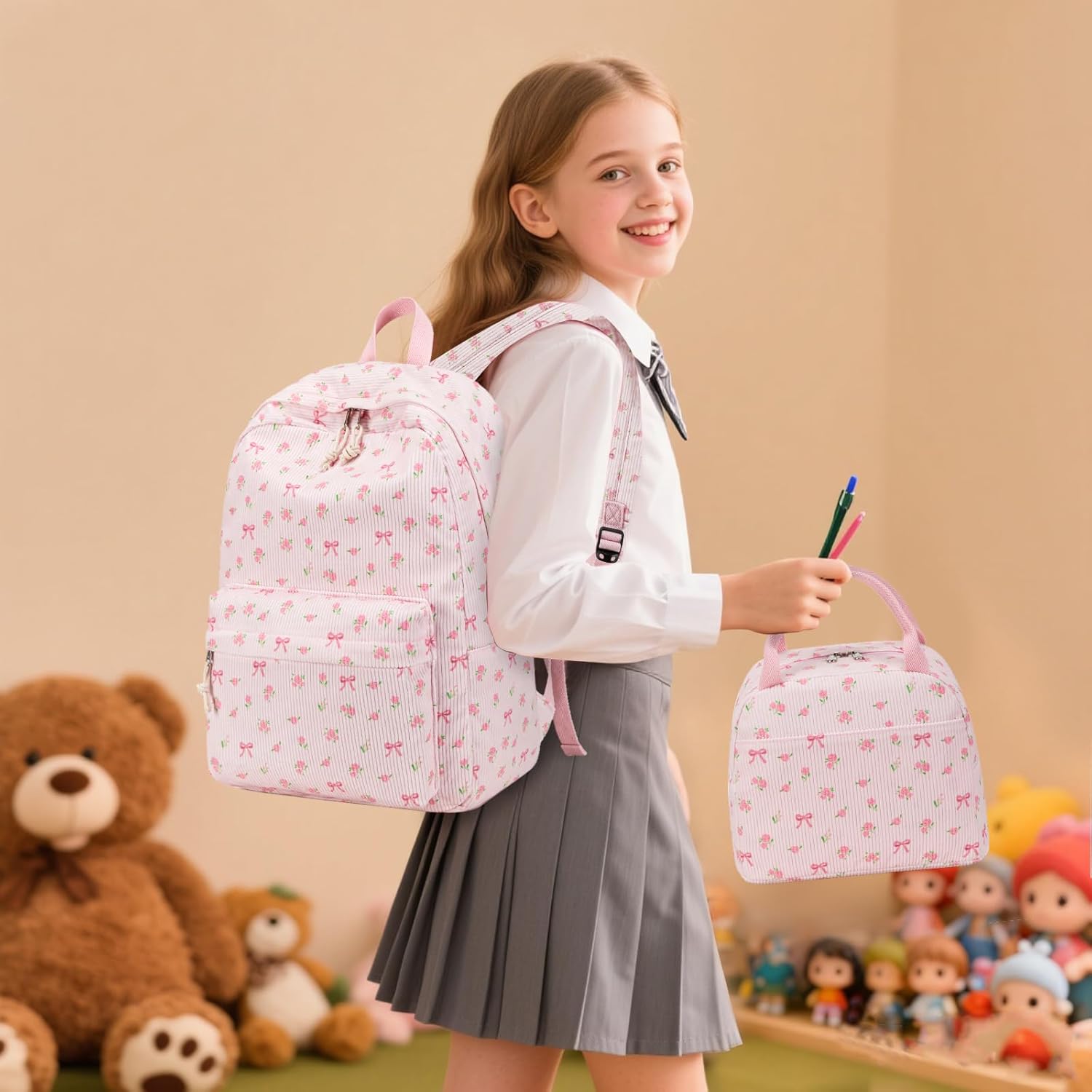 BTOOP School Backpacks for Teen Girls Bookbags Lightweight Kids Backpack School Bags Set with Lunch Box Pencil Case - Image 2