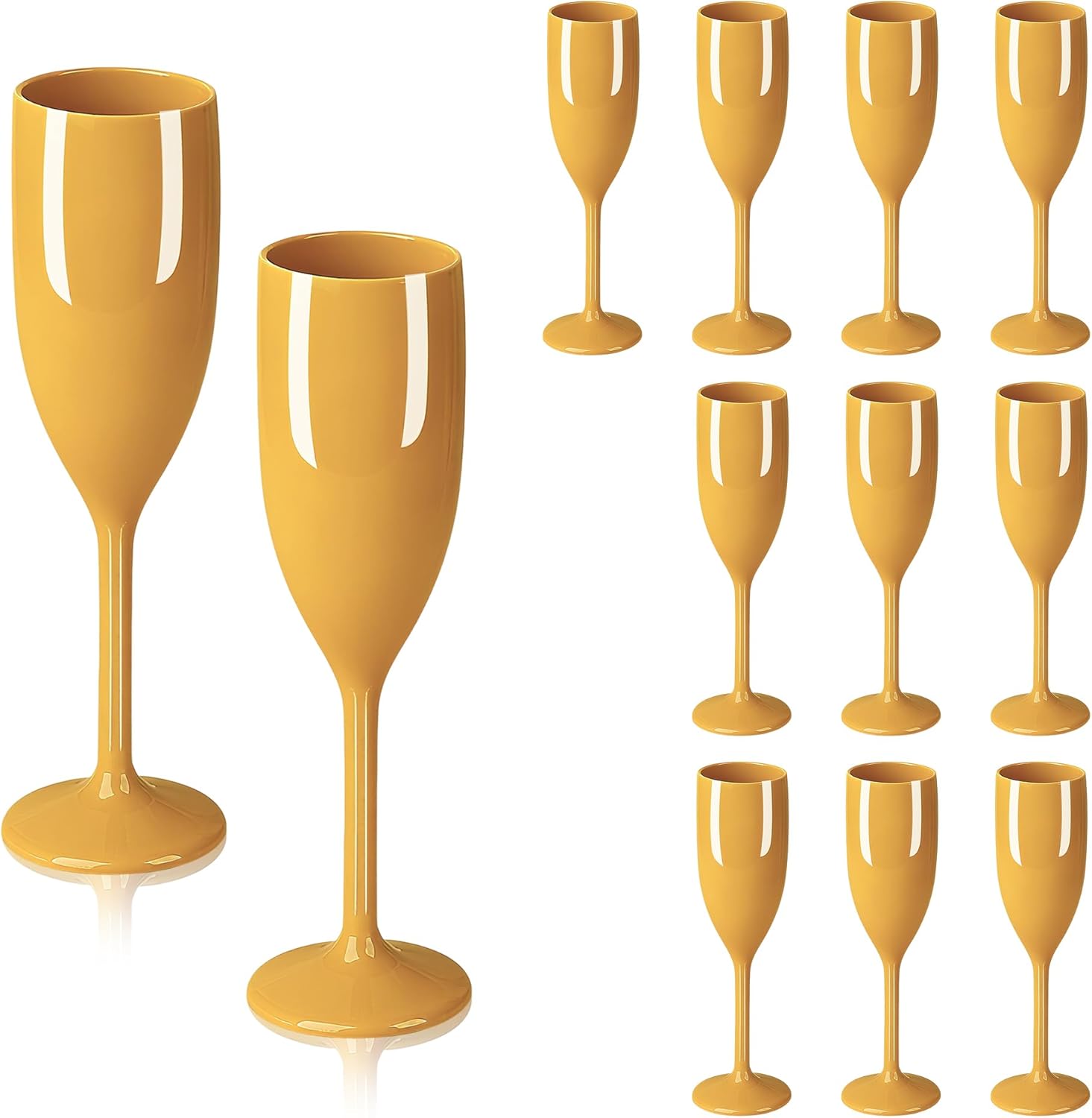 Plastic Champagne Flutes, Acrylic Glasses Goblets Cups Toasting Shatterproof Reusable Flute, for Valentine’s Day Wedding Party Mimosa Bar Anniversary Birthday (12, Gingerbread Gold)