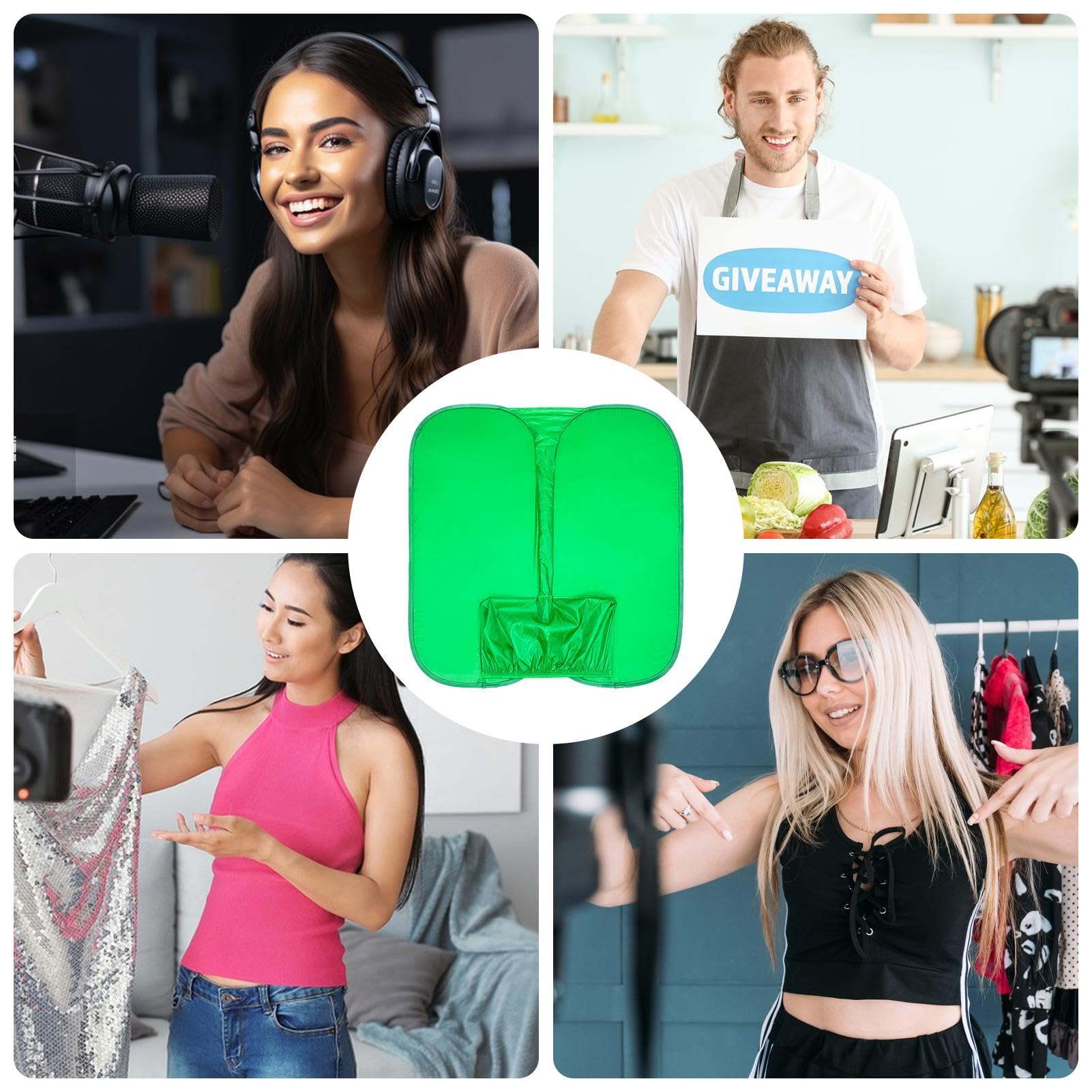 Sedie Tessuto Green Screen | Sfondo della sedia | Tessuto con schermo verde con schienale per sedia, sfondo antipiega montato su sedia su sedia, schermo verde su due lati per sedie