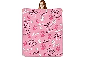 Dog Blanket with Personalized Paw Prints and Pet's Name