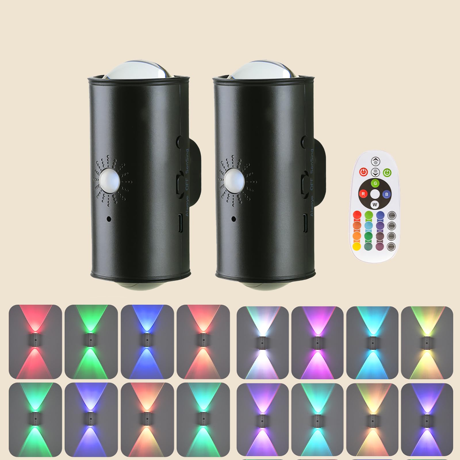 Motion Sensor Lights Indoor - Wireless Smart Rechargeable Led Night Light, Remote Control, Dynamic & Static Lighting Switching, 16 Color Sensory Stair Light, Magnetic Wall Lights for Stairway, Bedroom