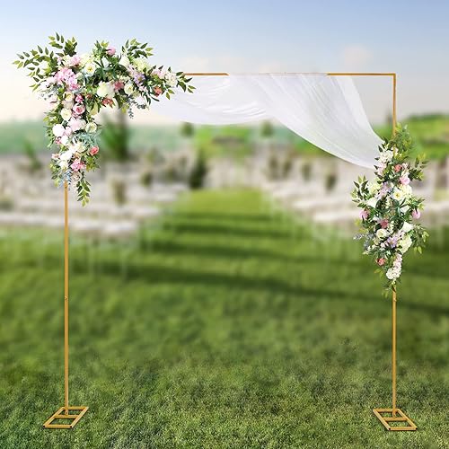 Miniatura 3 de Soporte de arco de boda con bases, reconfigurable y fácil de montar, 9.8 x 9.8 pies, cuadrado para jardín, arco de metal para bodas, quinceañeras,