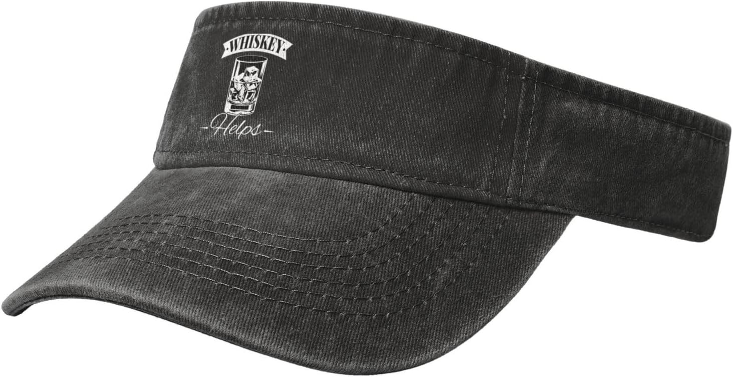 Sun Visor Hats Whiskey Helps Adjustable Ball Caps Empty Top Baseball Running Tennis for Men Women Outdoor Travel Beach Black