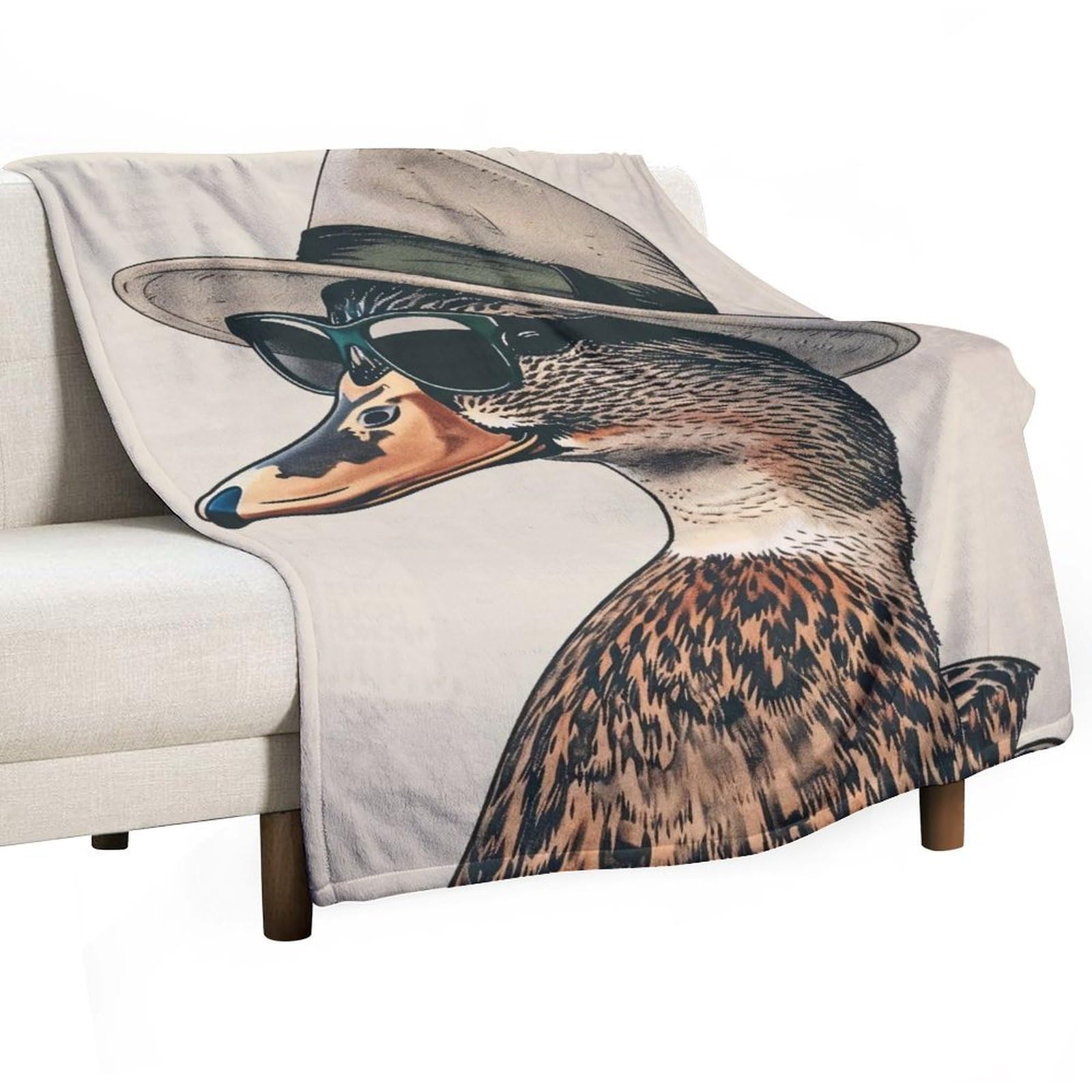 YHGSREUOH Detective Cool Duck Fedora Sunglasses (1) Flannel Blankets Fleece Soft Throw Lightweight Plush Gifts for Couch, Bed, Cozy Sofa Plush, Chair, Lovers 130x175cm(50x70in)
