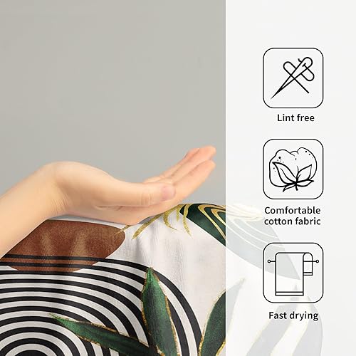Miniatura 4 de Giwawa Juego de 2 toallas de mano de hojas bohemias de mediados de siglo, toallas de cocina suaves, toallas decorativas de baño para baño,
