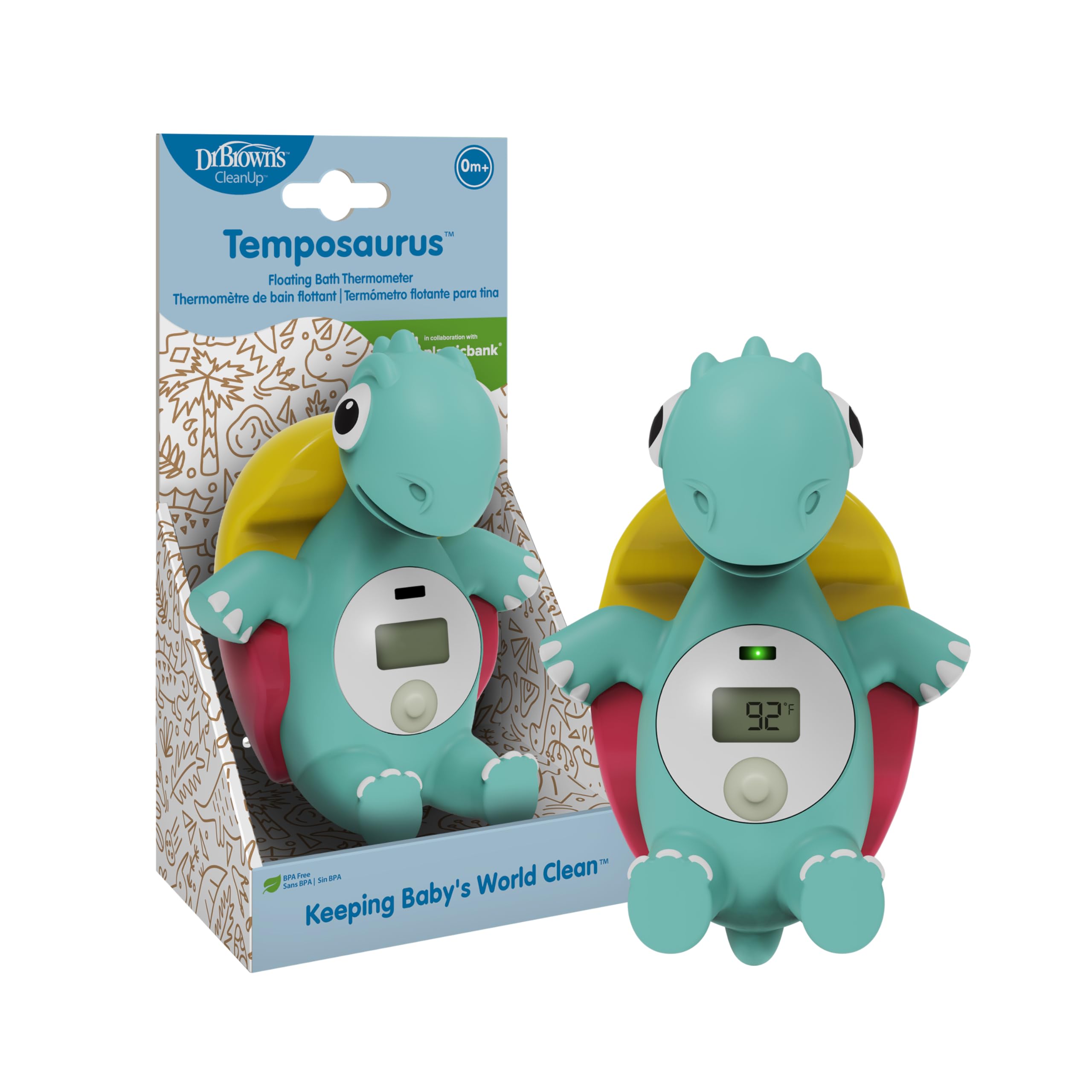 CleanUp Temposaurus Floating Bath Thermometer for Accurately Measuring Baby's Bath Water Temperature, BPA free