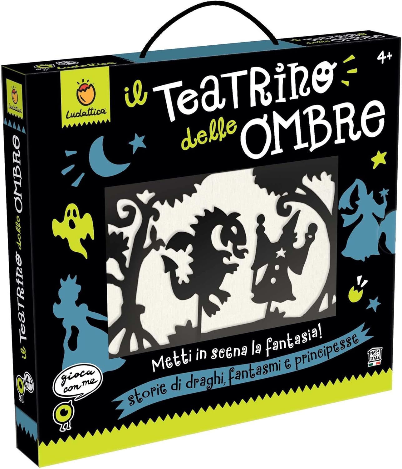 Ludattica Il Teatrino delle Ombre Teatro delle Ombre per Bambini 4+ | Teatro delle Marionette per Bambini | Gioco educativo e Creativo | Made in Italy