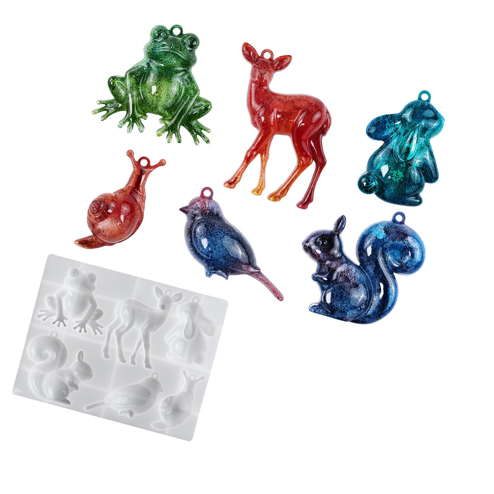 Ljmyy Silicone Mould For Resin Animal Keychain Crafting Frogs Deer Bird Pendant Jewelry Making 3D Shape
