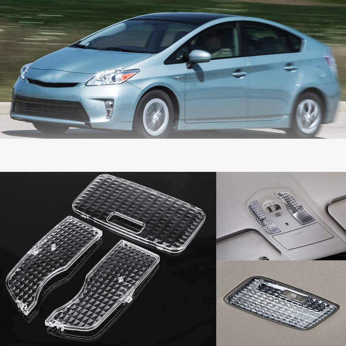 Jkjhbhged 3Pcs Car Crystal Clear Interior Map Dome Light Reading Light Cover for Prius 2010-2015, transparent, 370966