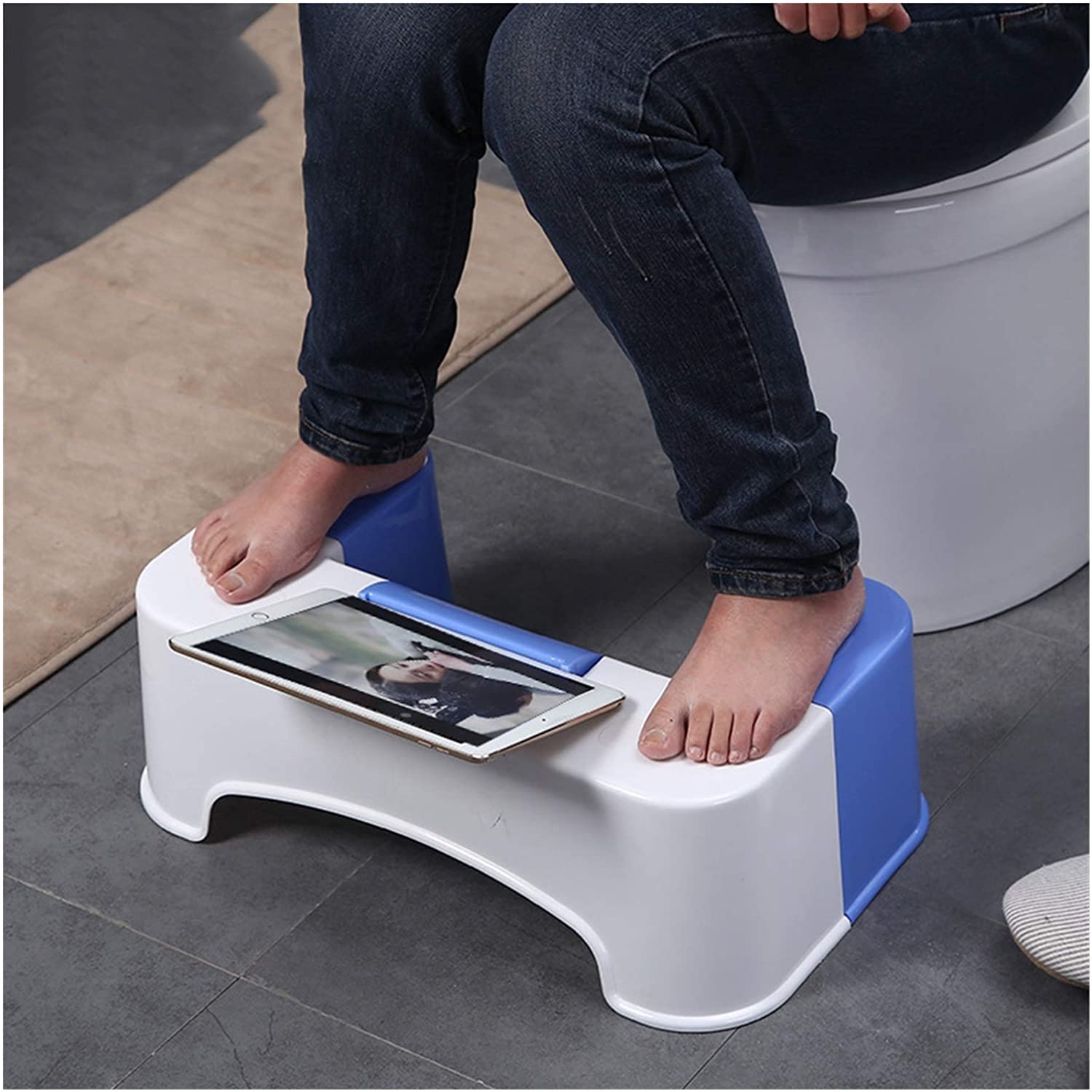 ACiyD Hockhocker Slip Toiletten-Fußhocker Töpfchenhocker Hockenhocker Klappbarer Toilettenhocker Hockhocker Töpfchenhocker Telefonhalter-Design (Color : Phone Holder White) (Paper Box White)