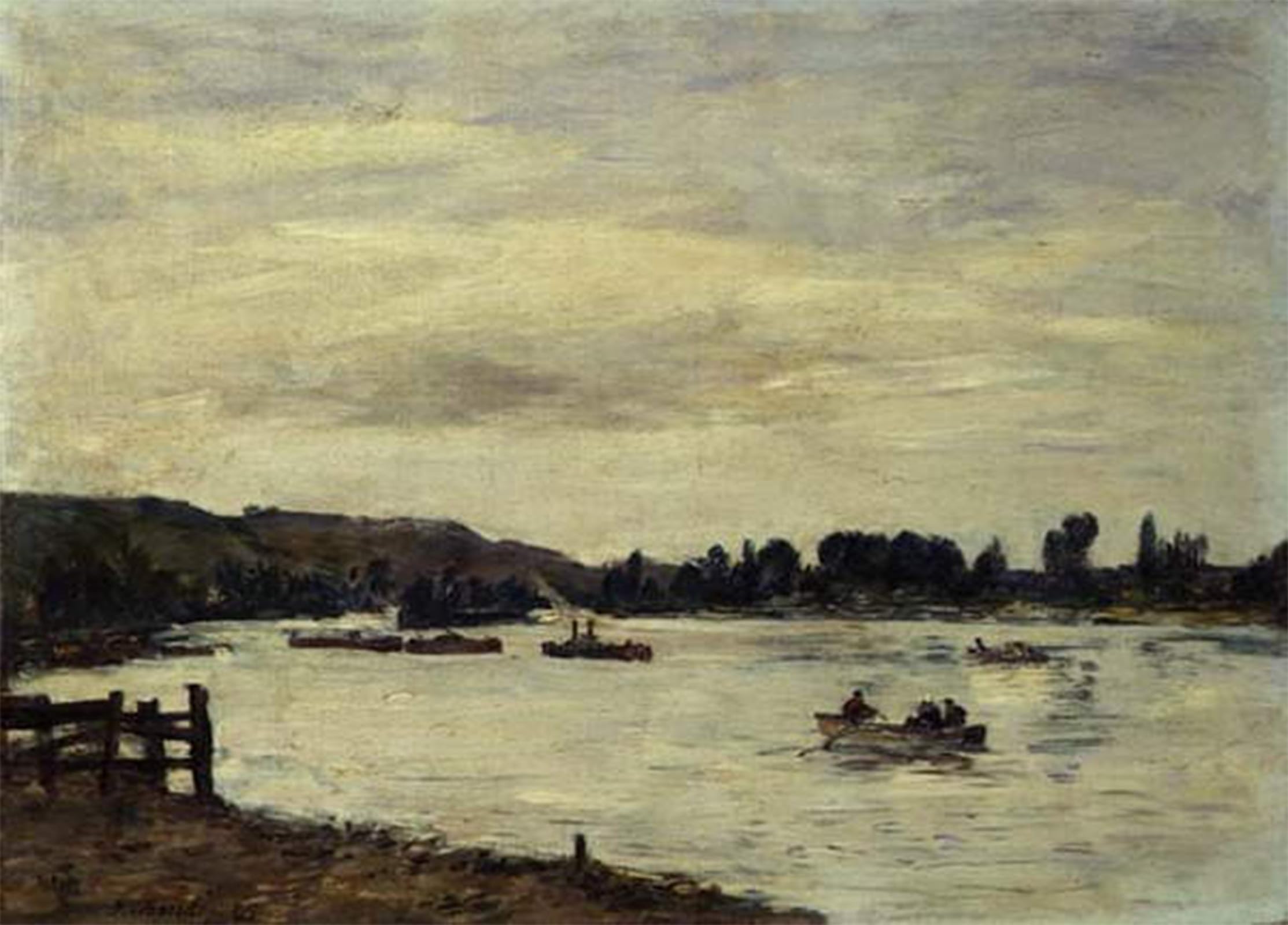 POSTERIIk Famous Animal Posters Vintage Picture the Seine Near Rouen by Eugene Louis Boudin Modern Wall Decor for Home Decor 60x90cm